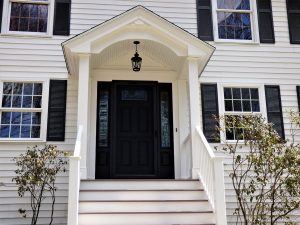 Decorative front door installation on a home in Derry NH
